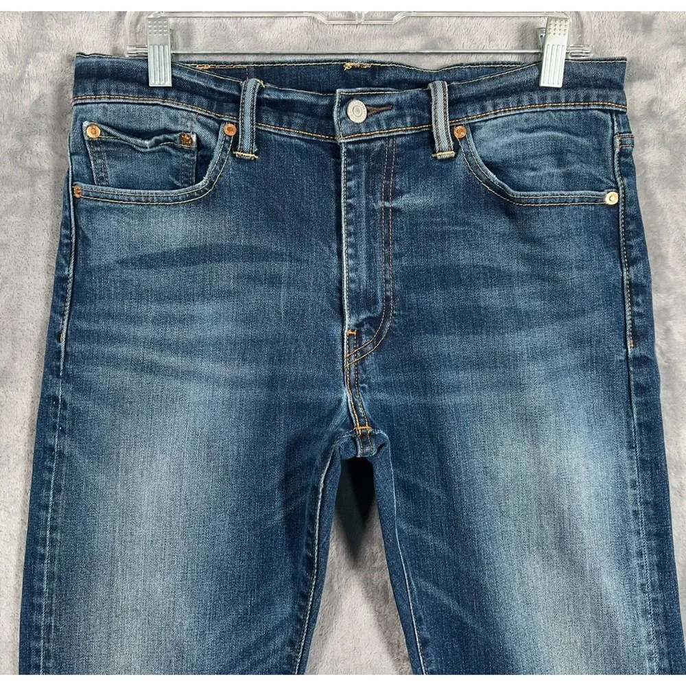 Levis 513 Slim Straight Fit Jeans Mens 32x30 Blue Denim Stretch Low Rise